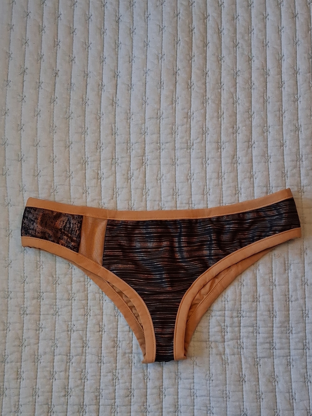 Boys + Arrows Tan Black and Brown Metallic Bikini Bottoms